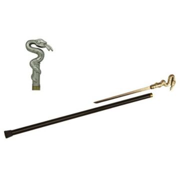 " Snake Handle " Walking cane with Hidden Sword 35" Overall